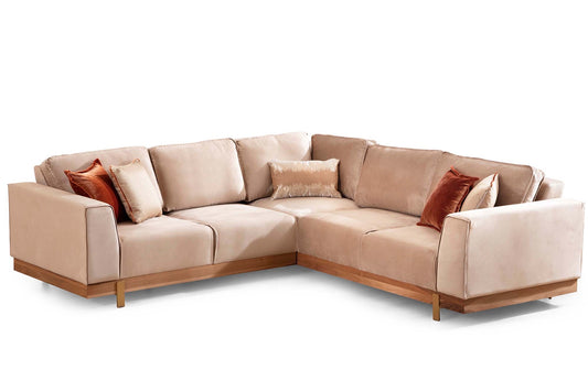 Bona Sectional Sofa - Beige Velvet